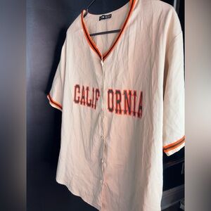 tan California men’s graphic button up shirt